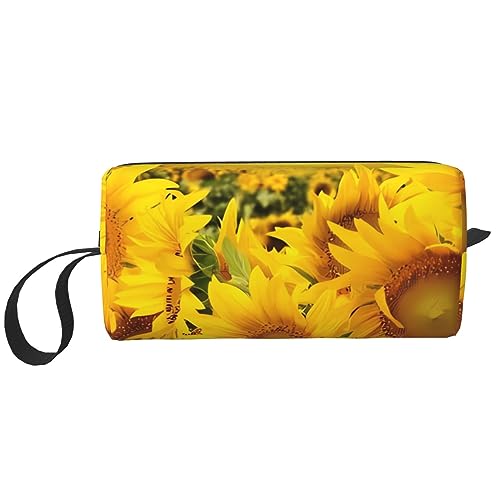 Make-up-Tasche mit Sonnenblumen-Muster, tragbar, wasserdicht, Aufbewahrungstasche, Reise-Kulturbeutel, Organizer-Tasche für Damen, weiß, Einheitsgröße von WiNwon