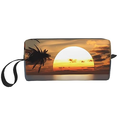 Make-up-Tasche mit Strand-Sonnenaufgang-Druck, Kosmetiktasche, tragbar, wasserdicht, Aufbewahrungstasche, Reise-Kulturbeutel, Organizer-Tasche für Damen, weiß, Einheitsgröße von WiNwon