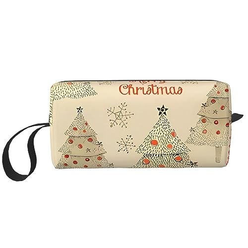 Make-up-Tasche mit Weihnachtsbaum-Druck, Kosmetiktasche, tragbar, wasserdicht, Aufbewahrungstasche, Reise-Kulturbeutel, Organizer-Tasche für Frauen, weiß, Einheitsgröße von WiNwon