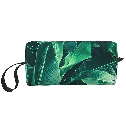 Make-up-Tasche mit tropischem Bananenblatt-Druck, Kosmetiktasche, tragbar, wasserdicht, Aufbewahrungstasche, Reise-Kulturbeutel, Organizer-Tasche für Frauen, weiß, Einheitsgröße von WiNwon