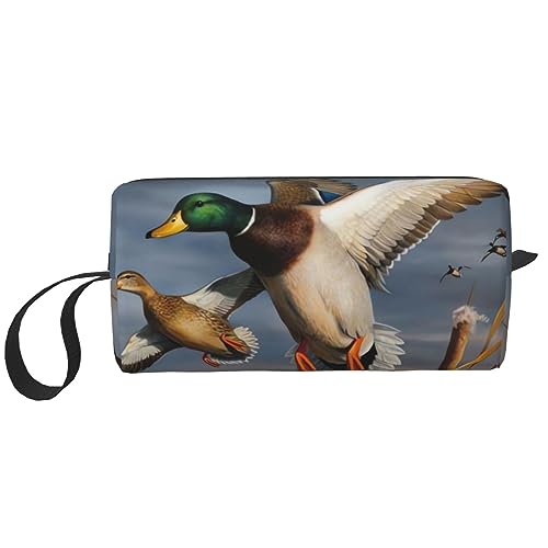 Mallard Duck Make-up-Tasche, tragbar, mit Reißverschluss, kleine Tasche, Handtasche, Reise-Kulturbeutel, Organizer, Aufbewahrungstasche für Damen, weiß, Einheitsgröße von WiNwon