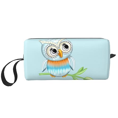 Niedliche Eulen-Make-up-Tasche, tragbare Kosmetiktasche, Reißverschluss, kleine Tasche, Handtasche, Reise-Kulturbeutel, Organizer, Aufbewahrungstasche für Frauen, weiß, Einheitsgröße von WiNwon