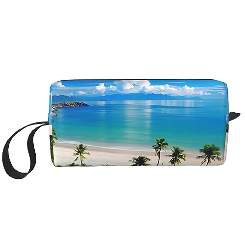 Ocean Sea Beach Make-up-Tasche Tragbare Kosmetiktasche Reißverschluss Kleine Tasche Handtasche Reise Toilettenartikel Organizer Aufbewahrungstasche für Frauen, weiß, Einheitsgröße von WiNwon