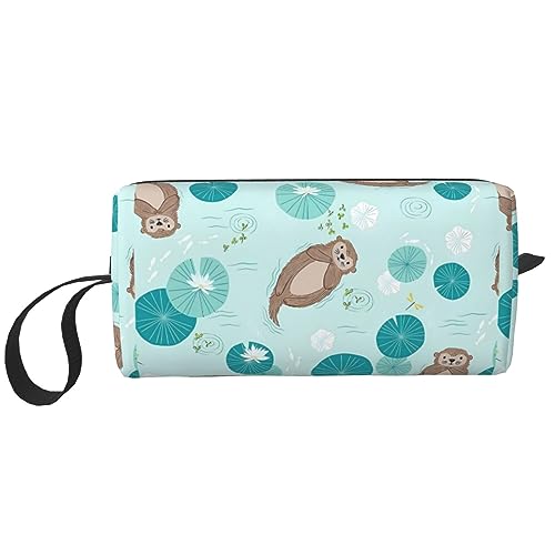 Otters Make-up-Tasche, tragbare Kosmetiktasche, Reißverschluss, kleine Tasche, Handtasche, Reise-Kulturbeutel, Organizer, Aufbewahrungstasche für Frauen, weiß, Einheitsgröße von WiNwon