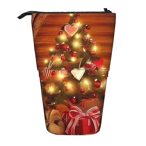 Santa Outside The Window Print Stand Up Pencil Holder Pencil Case Telescopic Portable Multifunctional Pen Holder for Office, Schwarz , Einheitsgröße von WiNwon