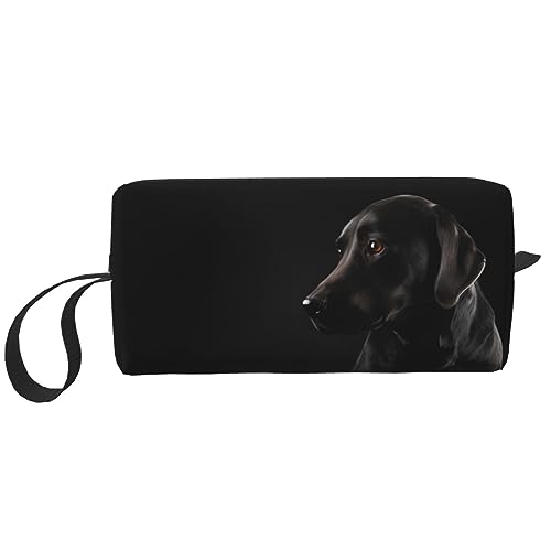 Schwarze Labrador Make-up-Tasche Tragbare Kosmetiktasche Reißverschluss Kleine Tasche Handtasche Reise Toilettenartikel Organizer Aufbewahrungstasche für Frauen, weiß, Einheitsgröße von WiNwon