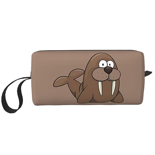 Walrus Make-up-Tasche, tragbare Kosmetiktasche, Reißverschluss, kleine Tasche, Handtasche, Reise-Kulturbeutel, Organizer, Aufbewahrungstasche für Damen, weiß, Einheitsgröße von WiNwon