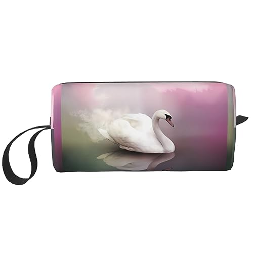 Weißer Schwan Make-up-Tasche, tragbare Kosmetiktasche, Reißverschluss, kleine Tasche, Handtasche, Reise-Kulturbeutel, Organizer, Aufbewahrungstasche für Frauen, weiß, Einheitsgröße von WiNwon