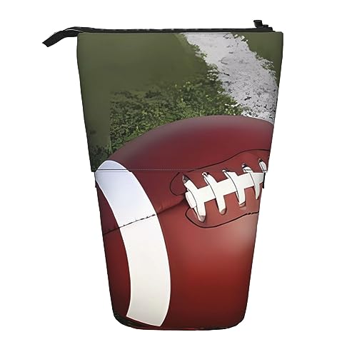 WiNwon American Football Print Stand Up Pencil Holder Pencil Case Teleskop Portable Multifunktions Stifthalter für Büro, Schwarz , Einheitsgröße von WiNwon