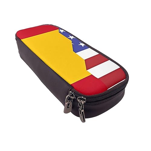 WiNwon Federmäppchen mit Baseball-Druck, großes Fassungsvermögen, Leder, wasserdicht, mit Reißverschluss, für Jungen und Mädchen, Büro, Schule, Amerikanische Spanien-Flagge, Einheitsgröße, Münzbeutel von WiNwon