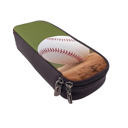 WiNwon Federmäppchen mit Baseball-Druck, großes Fassungsvermögen, Leder, wasserdicht, mit Reißverschluss, für Jungen und Mädchen, Büro, Schule, baseball, Einheitsgröße, Münzbeutel von WiNwon