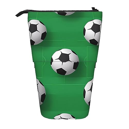 WiNwon Fußball Druck Stand Up Bleistift Halter Bleistift Fall Teleskop Tragbare Multifunktionale Stifthalter für Büro, Schwarz , Einheitsgröße von WiNwon