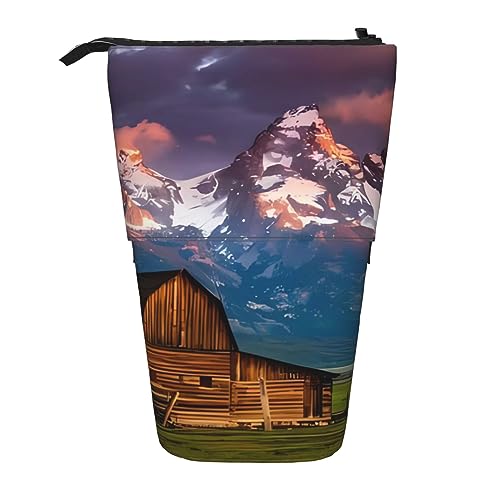 WiNwon National Park Print Stand Up Pencil Holder Pencil Case Teleskop Portable Multifunktions Stifthalter für Büro, Schwarz , Einheitsgröße von WiNwon