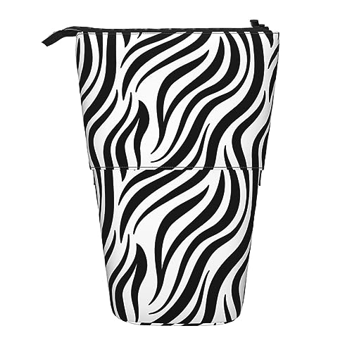 WiNwon Zebra Print Stand Up Pencil Holder Pencil Case Teleskop Portable Multifunktions Stifthalter für Büro, Schwarz , Einheitsgröße von WiNwon