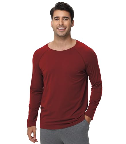 Herren Langarm Tops Herren Sport Sweatshirts Home Kleidung Jogging Kleidung S-XXL, Dunkelrot, L von WiWi