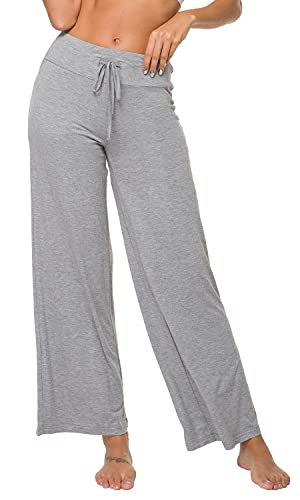 WiWi Bambus-Pyjamahose für Damen, Übergröße, Pyjamahose, weites Bein, Lounge-Jogginghose, weiche Schlafhose, S-4X, A-Heather Grey, Large von WiWi