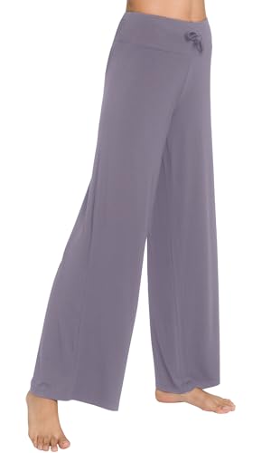 WiWi Damen-Pyjamahose aus Bambus mit weitem Bein, dehnbar, legere Hose, Übergröße, Nachtwäsche S-4X - Grau - XX-Large von WiWi