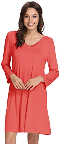 WiWi Langarm-Nachthemd für Damen, Schlafshirt, S-4XL - Orange - XXL (51/56 cm) von WiWi