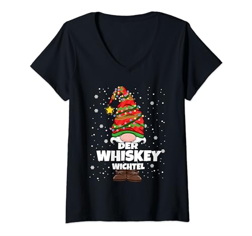 Whiskey Wichtel Weihnachten Wichtel Whiskey Herren T-Shirt mit V-Ausschnitt von Wichtel Weihnachten im Gnom Outfit für Familie