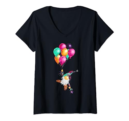 Damen WichtelParade - der Wichtel zum Sammeln - BallonWichtel T-Shirt mit V-Ausschnitt Damen WichtelParade - der Wichtel zum Sammeln - BallonWichtel T-Shirt mit V-Ausschnitt von WichtelParade