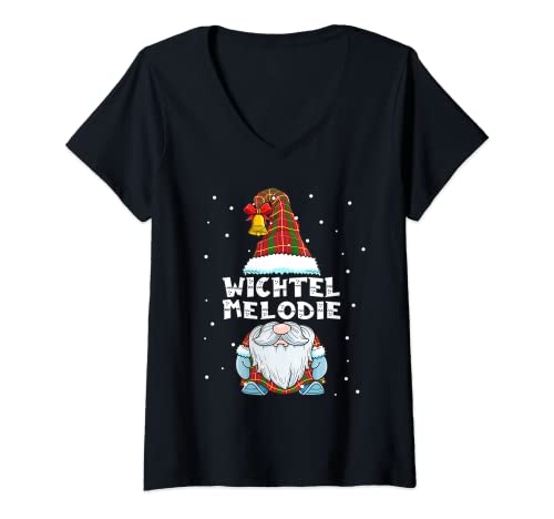 Damen Wichtel Melodie Partnerlook Vornamen Weihnachtsoutfit T-Shirt mit V-Ausschnitt Damen Wichtel Melodie Partnerlook Vornamen Weihnachtsoutfit T-Shirt mit V-Ausschnitt von Wichtelkostüm Partnerlook Weihnachten Geschenke