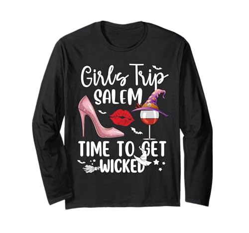 Girls Trip Salem Time to Get Wicked Halloween Group Matching Langarmshirt von Wicked Cute Witch Girls Trip Salem By Gnineza