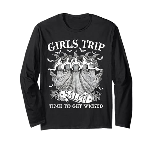 Halloween Salem 1692 Girls Trip Salem Time to Get Wicked Langarmshirt von Wicked Cute Witch Girls Trip Salem By Gnineza