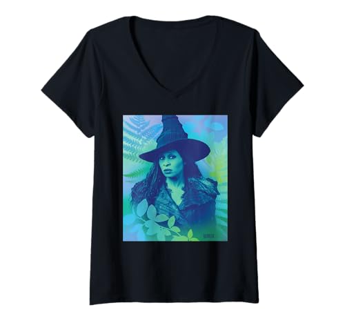 Damen Wicked: For Good Elphaba Close Up Florals T-Shirt mit V-Ausschnitt von Wicked