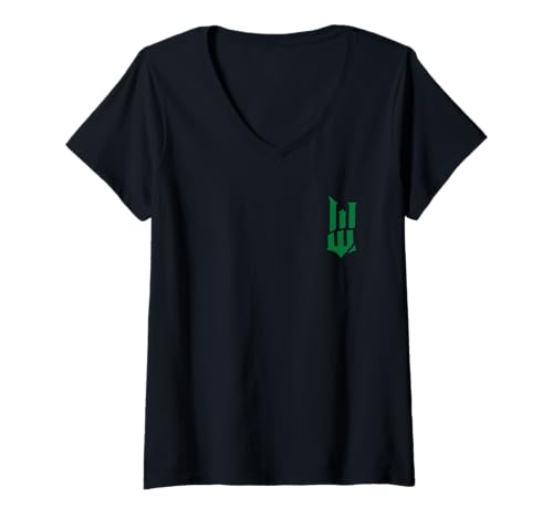Damen Wicked: For Good Fractured Green Logo T-Shirt mit V-Ausschnitt von Wicked