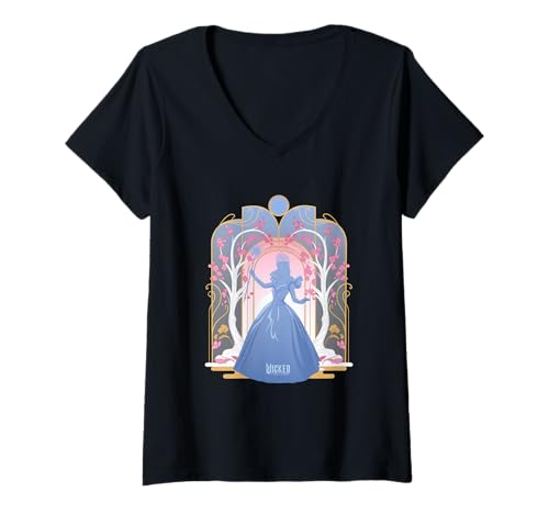Damen Wicked: For Good Glinda Silhouette in Blue T-Shirt mit V-Ausschnitt von Wicked