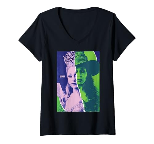 Damen Wicked: For Good Glinda and Elphaba Split Portrait T-Shirt mit V-Ausschnitt von Wicked