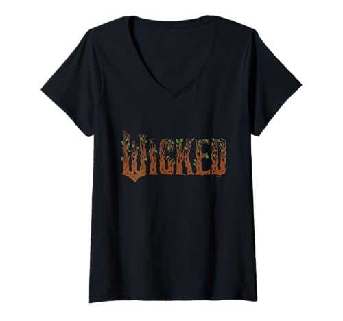 Damen Wicked: For Good Ozian Forest Textured Logo T-Shirt mit V-Ausschnitt von Wicked