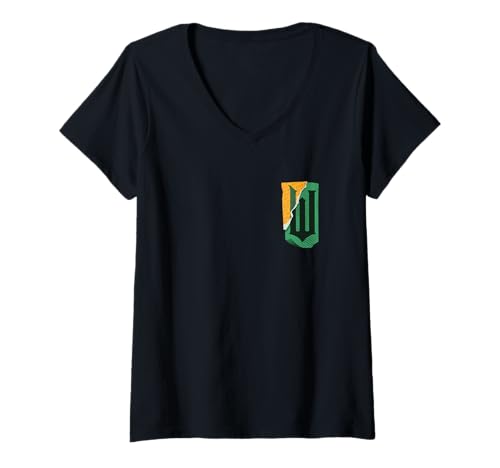 Damen Wicked: For Good Patchwork Logo Front And Back T-Shirt mit V-Ausschnitt von Wicked