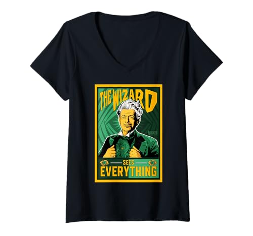 Damen Wicked: For Good Wizard See’s Everything T-Shirt mit V-Ausschnitt Damen Wicked: For Good Wizard See’s Everything T-Shirt mit V-Ausschnitt von Wicked