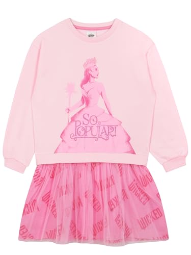 Wicked Kleid Mädchen | Glinda Pulloverkleid Madchen | Sweat Kleider Für Mädchen Glitzer | Rosa 134 von Wicked