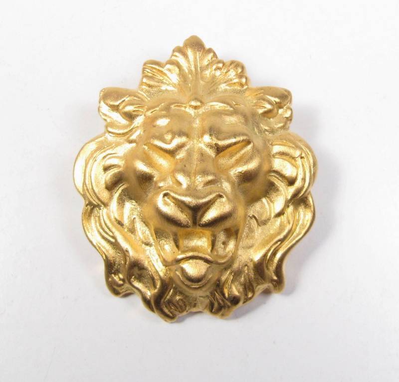 Gebürstet Gold Löwe Gesicht Brosche Pin Leo Löwin Vintage König Des Dschungels Vtg von WickedCrafts