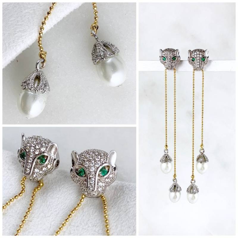 Leopard Ohrringe in Silber Und Gold | 14K Filled Ohrstecker Tropfenförmige Perlen Mixed Metal Leopard Ohrringe in Silber Und Gold | 14K Filled Ohrstecker Tropfenförmige Perlen Mixed Metal von WickedWoodsDesigns