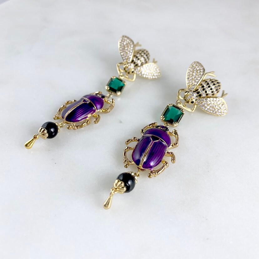 Übergroße Käfer Statement Ohrringe | 14K Gold Filled Ohrstecker Insekte Abendohrringe Abiball Übergroße Käfer Statement Ohrringe | 14K Gold Filled Ohrstecker Insekte Abendohrringe Abiball von WickedWoodsDesigns