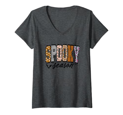 Damen Gruselige Jahreszeit Halloween T-Shirt mit V-Ausschnitt von Wickedly Awesome Designs