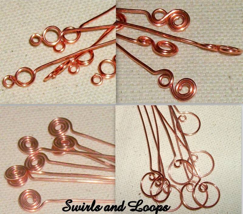 Jeweils 2 Loops, Swirls, Headpin Eyepin Sampler von WickedlyWired