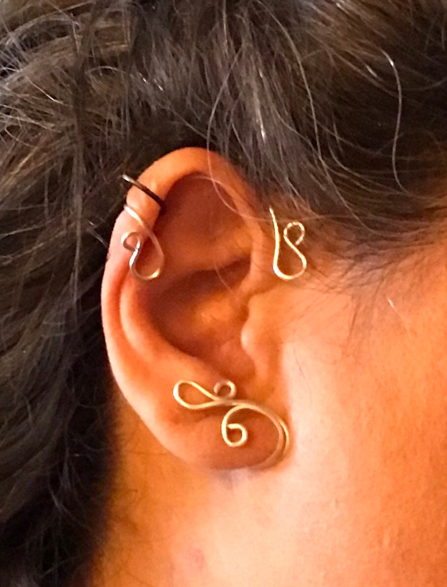 Swirly Rebe Ohrmanschette, Schmuck, Ohrschmuck, Ohr Kletterer, Wickeln, Jacke, Silber Platte, Nicht Durchbohrt von WickedlyWired