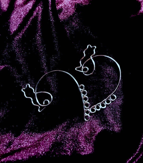 Versilberte Frau Kitty Katze Ohr Manschette Sicke Blank von WickedlyWired