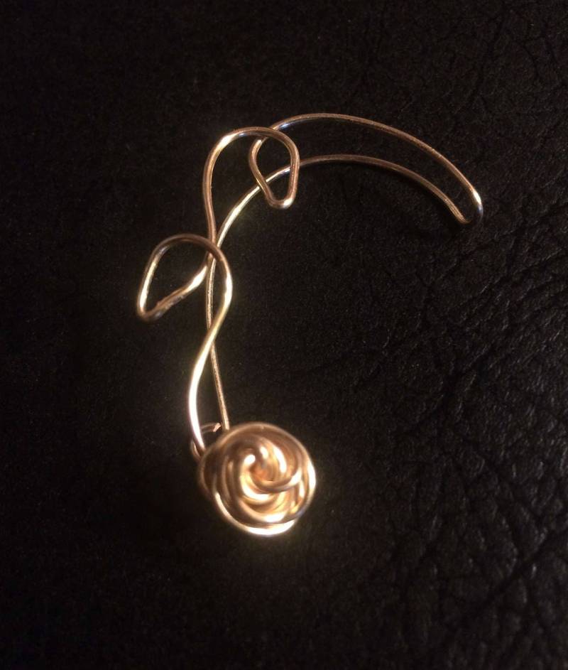 Wunderliche Rose Blumen Ohrmanschette, Rebe Schmuck, Ohrschmuck, Ohr Kletterer, Wickeln, Jacke, Silber Platte, Nicht Durchbohrt von WickedlyWired