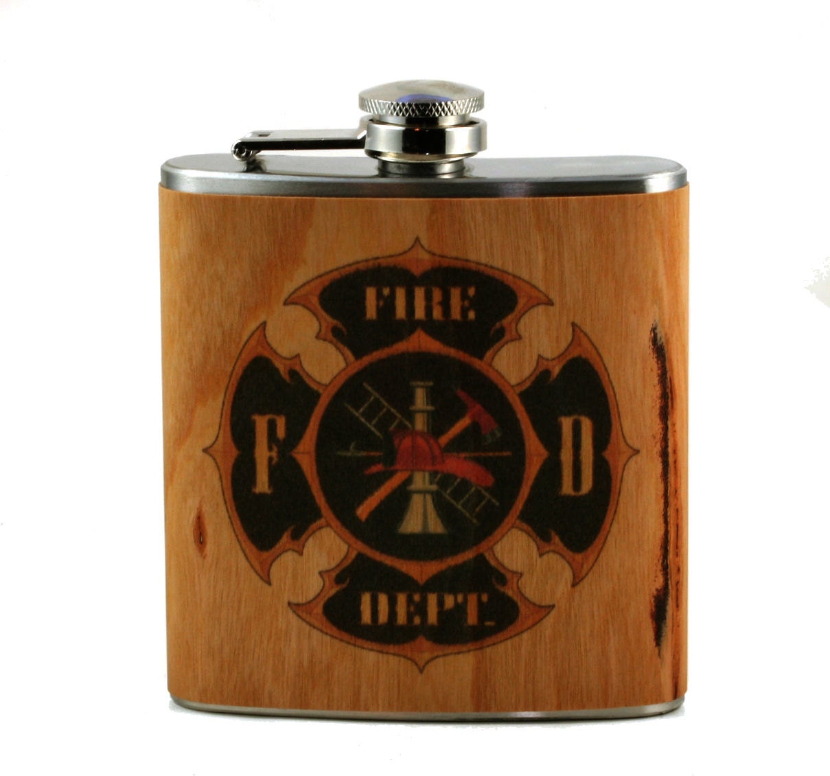 Feuerwehrmann Geschenk Flask Aus Echtem Kirschholz Feuerwehrmann Geschenk Flask Aus Echtem Kirschholz von Wickensnuffers