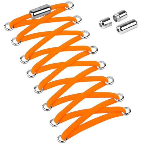 Widamin 2 Paar Elastische Schnürsenkel für Erwachsene und Kinder, Schnürsenkel Ohne Binden mit Metallkapseln, Orange von Widamin