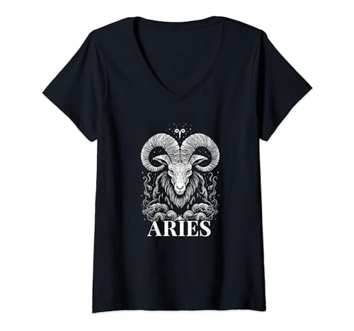 Damen Widder Sternzeichen Horoskop - Zodiac Sternbild Widder T-Shirt mit V-Ausschnitt Damen Widder Sternzeichen Horoskop - Zodiac Sternbild Widder T-Shirt mit V-Ausschnitt von Widder Sternzeichen Geschenke & Ideen
