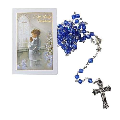 Widdle Gifts Rosenkranz zur Erstkommunion und Karte Geschenk-Set – Blau C6177/BL 1773, Kunststoff von Widdle Gifts