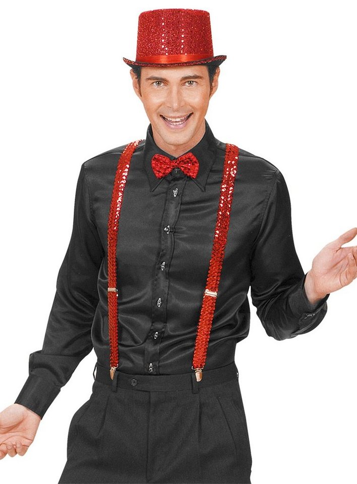 Widdmann Hosenträger Hosenträger Pailletten rot Mit Metall-Clips und Schnallen zur variablen Größenanpassung von Widdmann