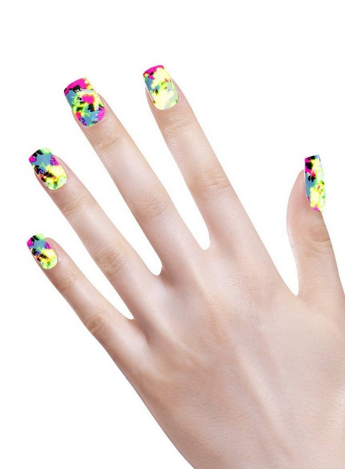 Widdmann Kunstfingernägel Neon Fingernägel Patchwork, Ein Satz künstliche Fingernägel zum Aufkleben von Widdmann