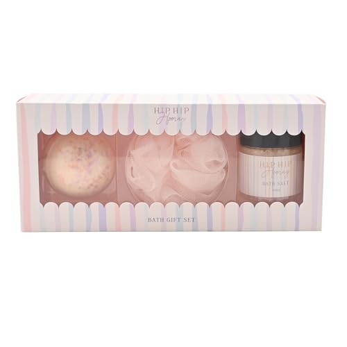 Celebration Bath Geschenkset - Erdbeere Badebombe, Badesalz & Puff in gewellter Geschenkbox - Entspannendes Bade-Geschenkset für Frauen, Self Care Geschenk für sie, Verwöhngeschenk zum Geburtstag oder von Widdop and Co